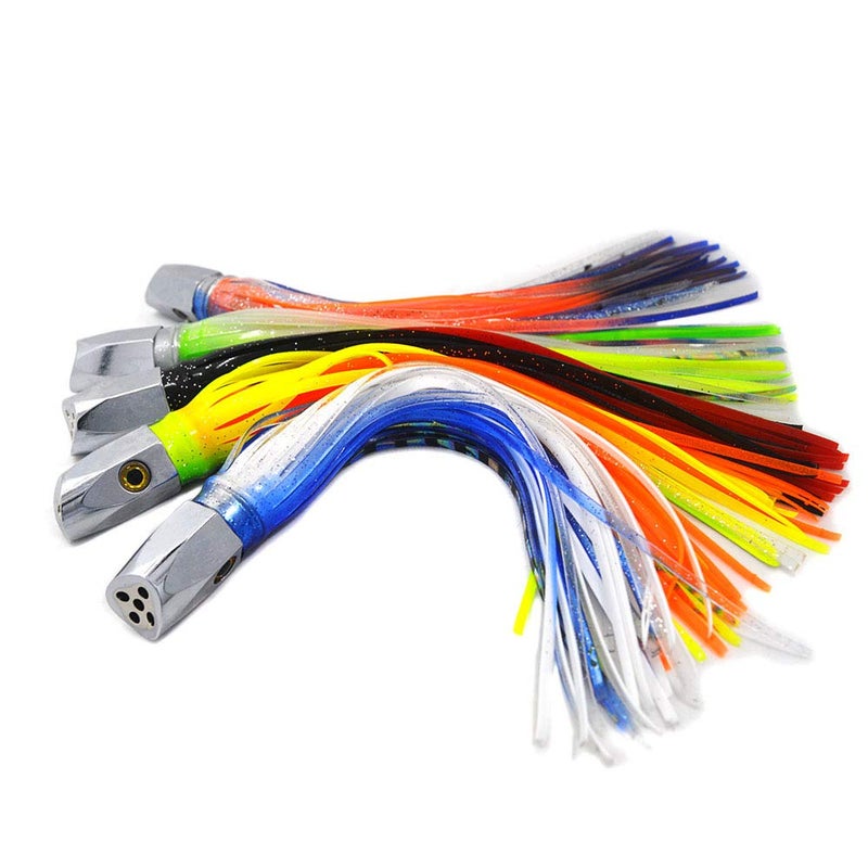 Kmucutie Set of 5 pcs 8.5 INCH Trolling Skirt Lures Marlin Tuna Dolphin Mahi Durado Wahoo Big Game deep sea Fishing Lure - Image 3